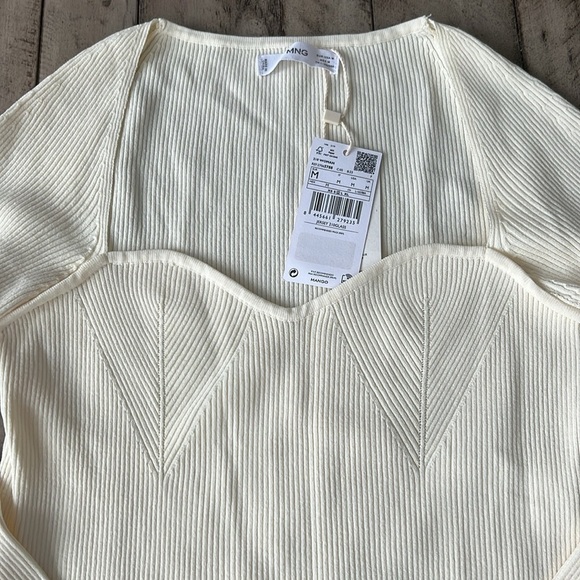 Mango Glass Sweater Top Ecru Size M NWT - Picture 4 of 6